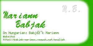 mariann babjak business card